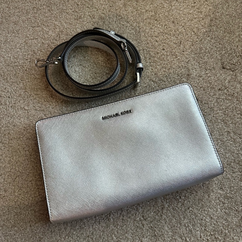 Michael Kors Metallic Silver Crossbody